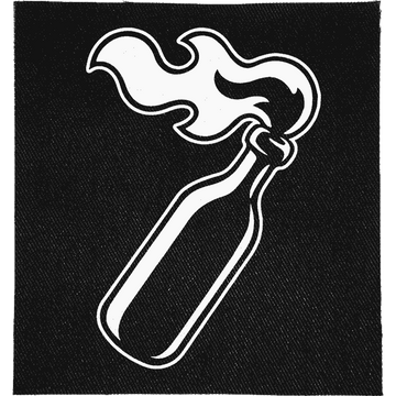 Molotov Cocktail Patch: lit molotov cocktail bottle