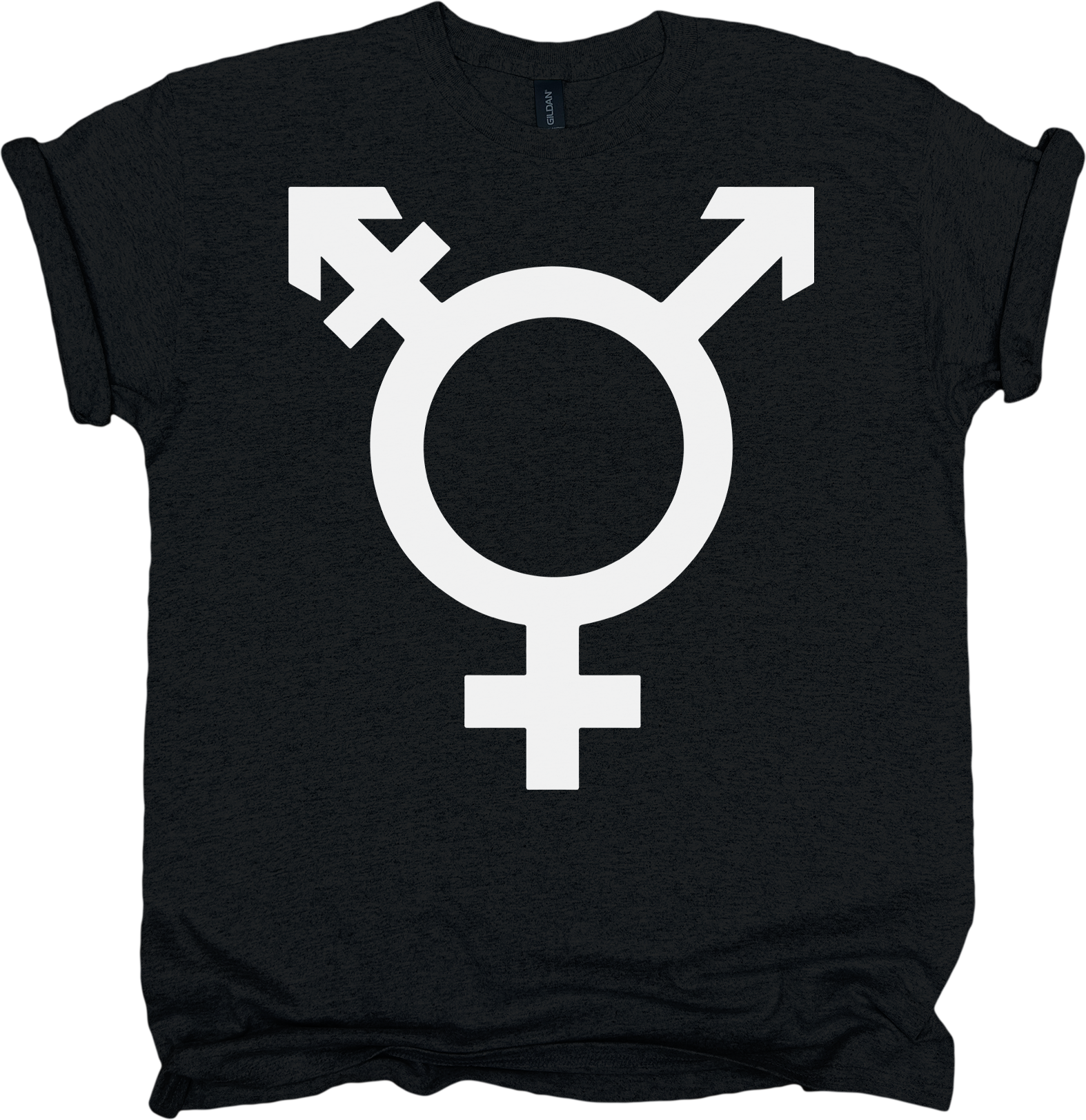 Black t-shirt with a white transgender symbol 