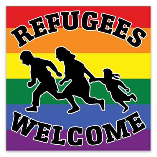 Refugees Welcome Pride Flag Stickers image 0