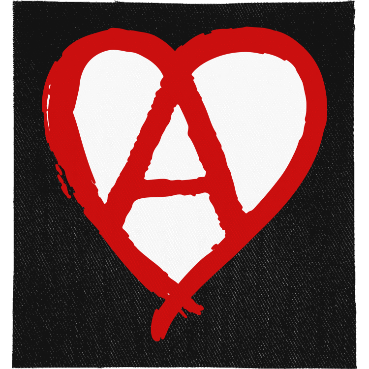 Anarchy Heart Full Colour Patch: red heart with a circle-A painted through it