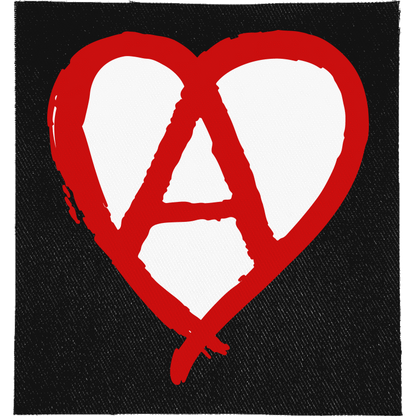Anarchy Heart Full Colour Patch: red heart with a circle-A painted through it