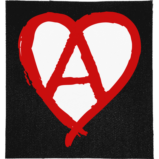 Anarchy Heart Full Colour Patch: red heart with a circle-A painted through it