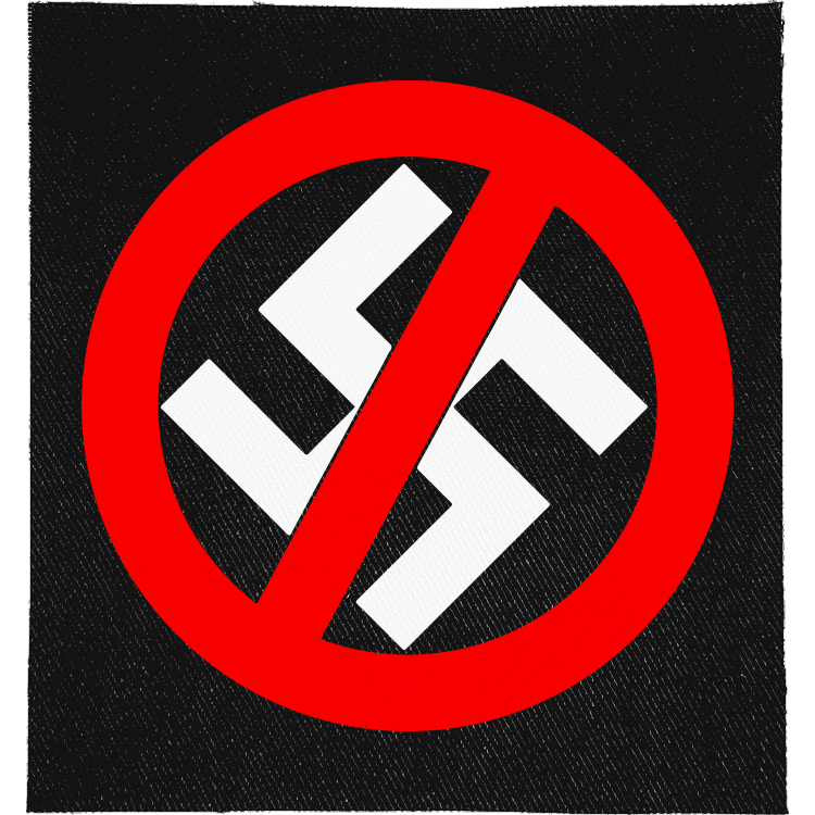 Anti Swastika Full Colour Patch: swastika inside a red no symbol