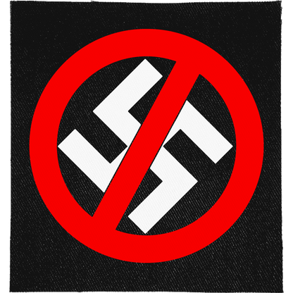 Anti Swastika Full Colour Patch: swastika inside a red no symbol