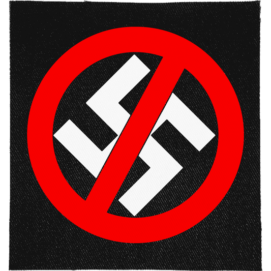 Anti Swastika Full Colour Patch: swastika inside a red no symbol