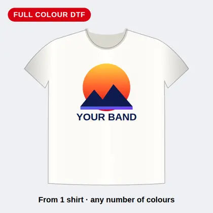 Custom full colour DTF printed band T-shirt
