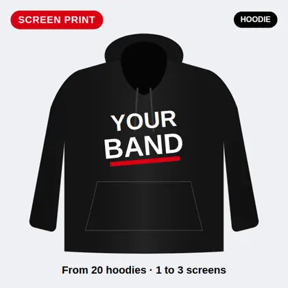 Custom screen printed band pullover hoodie