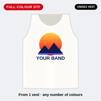 Custom full colour DTF printed band unisex vest