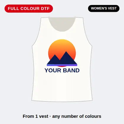 Custom full colour DTF printed band women's vest
