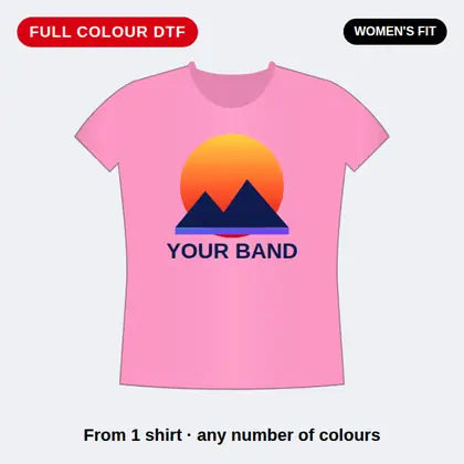 Custom full colour DTF printed band women's fit T-shirt