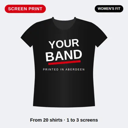 Custom screen printed band women's fit T-shirt