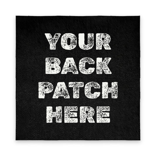 A sew-on back patch with your design on it: your back patch here
