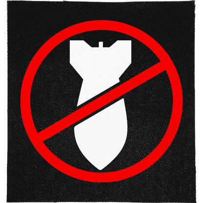 No Bombs Full Colour Patch: white bomb inside a red no symbol
