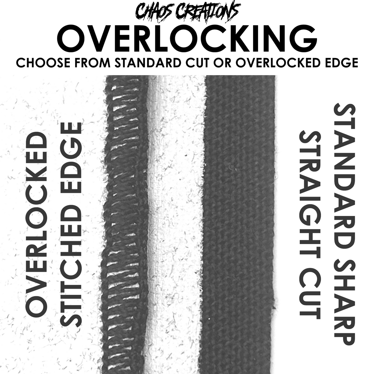 Touch Me and I'll Stab You Full Colour Patch edge finish options: overlocked stitched edge or standard straight cut edge