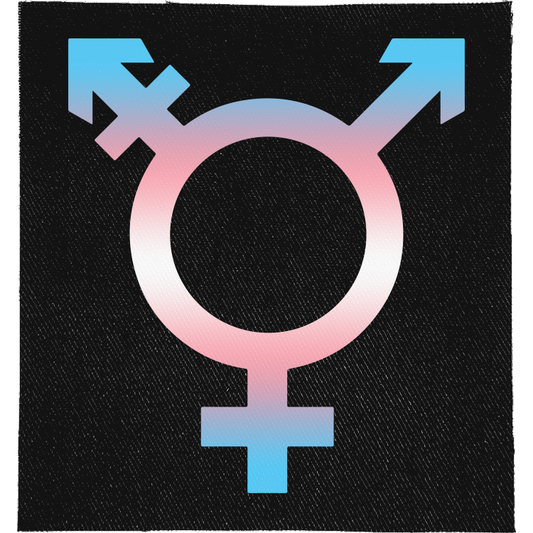 Trans Symbol Flag Full Colour Patch: transgender symbol in trans flag colours