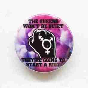 Queers Won't Be Quiet - Pink Smoke Pin Badge