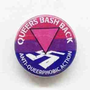 Queers Bash Back - Bi Flag Pin Badge