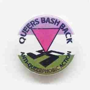 Queers Bash Back - Genderqueer Flag Pin Badge