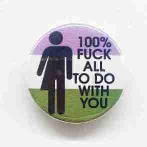 100% Fuck All to Do with You - Genderqueer Flag Pin Badge