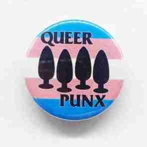 Queer Punx - Trans Flag Pin Badge