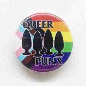 Queer Punx - Rainbow Chevron Pin Badge