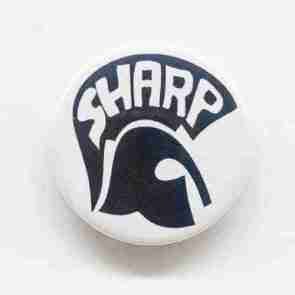 SHARP - White Pin Badge