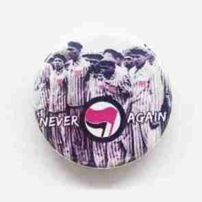 Never Again - Pink Triangles Pin Badge