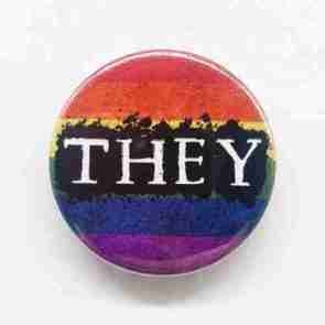 Pronoun Badge Rainbow - They Pin Badge