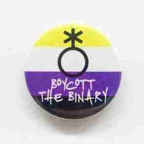 Boycott the Binary - Non Binary Flag Pin Badge