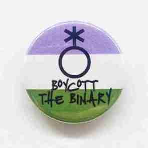 Boycott the Binary - Genderqueer Flag Pin Badge