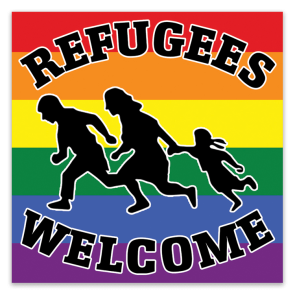 Refugees Welcome Pride Flag Stickers