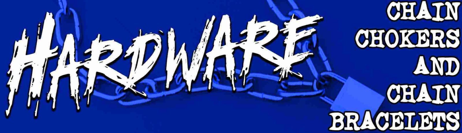 Blue-themed banner showcasing chain chokers and chain bracelets, perfect for punk and alternative styles.
